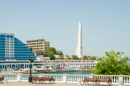 Sevastopol, Crimea, Russia, 21 Jun, 2016. Embankment of the black sea in Sevastopol in the summerのeditorial素材
