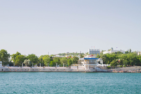 Sevastopol, Crimea, Russia, 24 Jun, 2016. View of Sevastopol from the black sea embankmentのeditorial素材