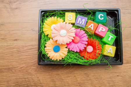 The inscription on the eighth of March of handmade soapの写真素材