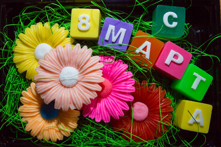 The inscription on the eighth of March of handmade soapの写真素材