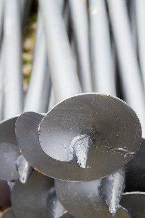 Construction material piles for building foundations for housesの写真素材