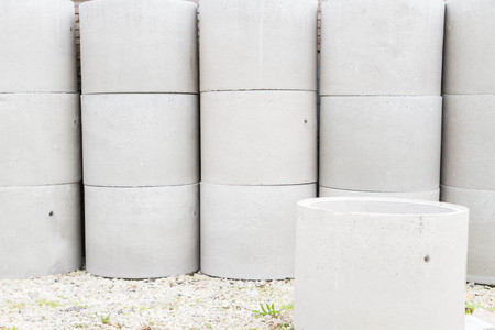 Rings for the construction of a well at the base of the buildingの写真素材