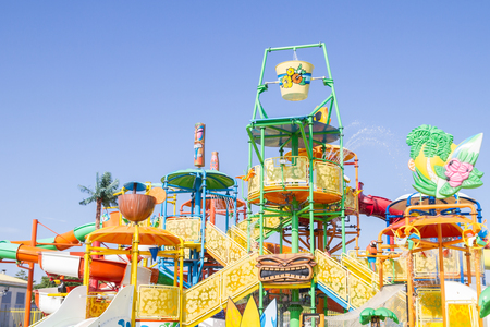 Water Park Banana Republic, Evpatoria, Crimea, Russia. September 4, 2017. The Banana Republic water Park on a hot Sunny day.のeditorial素材