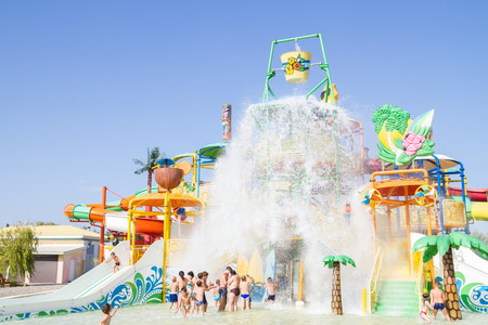 Water Park Banana Republic, Evpatoria, Crimea, Russia. September 4, 2017. The Banana Republic water Park on a hot Sunny day.のeditorial素材