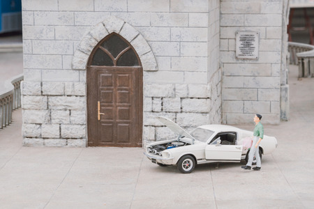 Evpatoria, Crimea, Russia, 30 August, 2017. A model of the famous castle swallow's nest.のeditorial素材