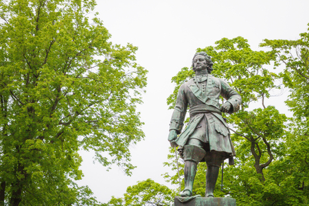 Kronshtadt, St. Petersburg, Russia, June 14, 2015. Monument to Peter the Great in the Park city Kronshtadtのeditorial素材
