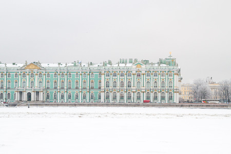 Vasilievsky island, Saint Petersburg, Russia, February 11, 2017. The winter in the freezing weather on the Neva river.のeditorial素材