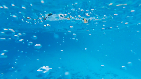 Photo under water from the pool water Park with bubblesの写真素材