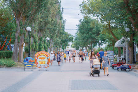 Evpatoria, Crimea, Russia, 17 June 2018. The embankment of Evpatoria with a cloudy day in summerのeditorial素材