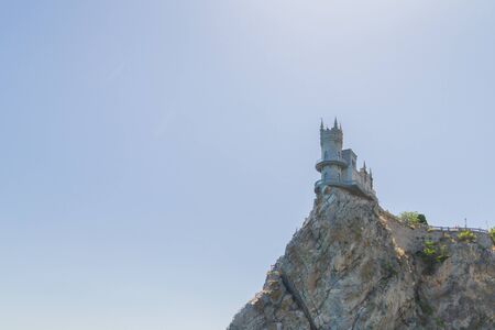 city of Yalta, Crimea, Russia 02 July 2019. The famous place of Crimea Castle Swallow's Nest on the rockのeditorial素材