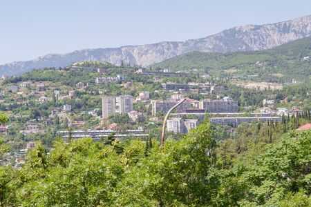 city of Yalta, Crimea, Russia 02 July 2019. View of Yalta at the entrance to the city in the summerのeditorial素材