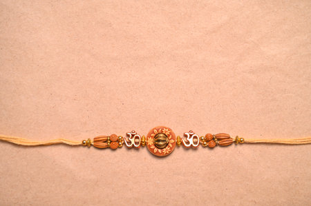 Indian Traditional Bracelet on brown background. Ready to use Braceletの写真素材