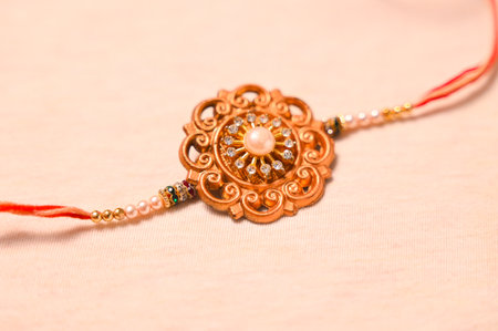 Indian Traditional Jewellery - Bracelet on a beige backgroundの写真素材