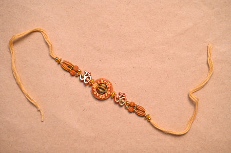 Indian Traditional Bracelet on brown background. Ready to Use.の写真素材