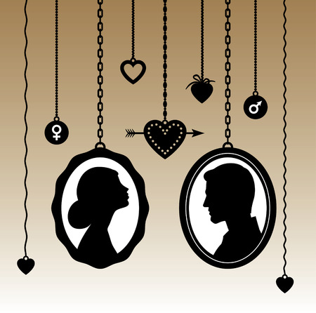 Portraits of man and womanのイラスト素材