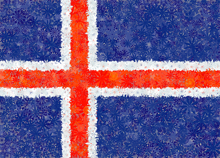 Flag of Iceland with flowersのイラスト素材