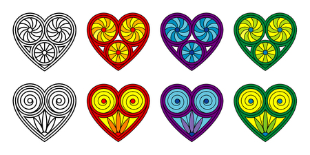 Set of vector decorative hearts. Isolated on whiteのイラスト素材