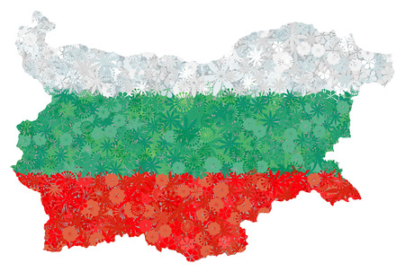 Flag and map of Bulgaria with flowers. Clipping path included in jpeg fileのイラスト素材