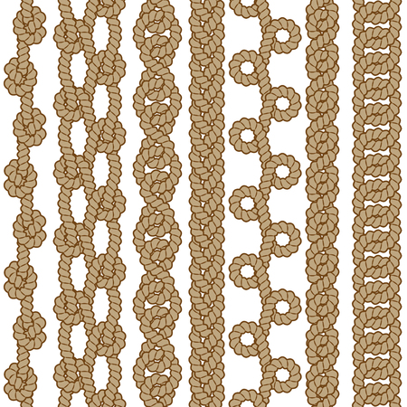 Set of vector seamless rope bordersのイラスト素材