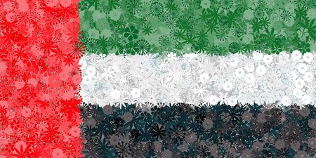 Flag of United Arab Emirates with flowers. Conceptual vector illustrationのイラスト素材