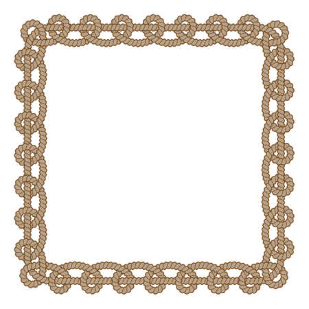 Brown vector rope square frame with loopsのイラスト素材