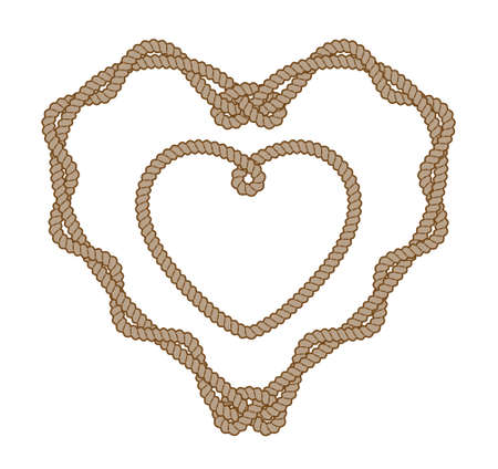 Heart shape rope frames. Monochrome vector illustrationのイラスト素材