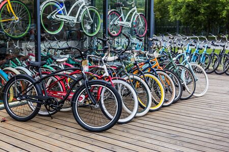 Bicycles in the city parkの写真素材