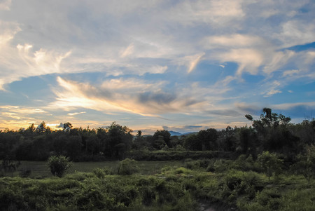 Evening sky tranquil landscape at my home.の写真素材