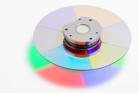 The glass filter of red, green and dark blue colours. The filter is used for decomposition of white colour on spectral components.の写真素材