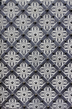 VILNIUS, LITHUANIA - APRIL, 2014: Lithuanian Kings public castle metal gates texture in April 21, 2014. In the 1314th centuries Kings castle walls, towers and gateways were built from stoneのeditorial素材