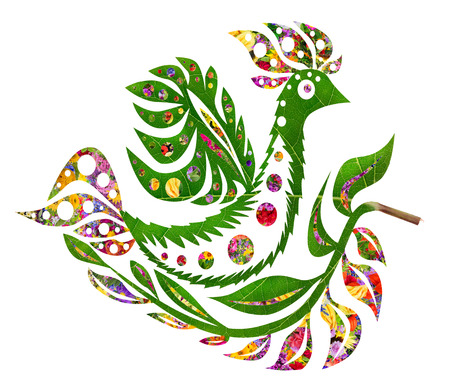 Floral exotic abstract  bird Phoenix. Isolated handmade summerの写真素材