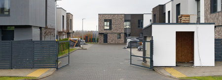 Construction site l of a mass production standard low cost  unfinished residential buildings for...