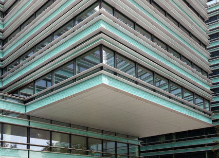 New glass winows in the new  modern office  building