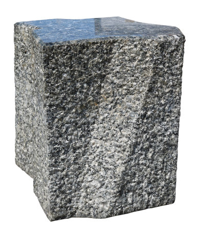 The modern city park bench is made of black granite. Isolated on whiteの写真素材