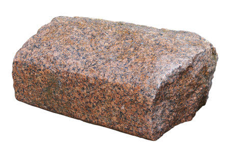A roughly cut granite stone for staircase. Isolated on whiteの写真素材