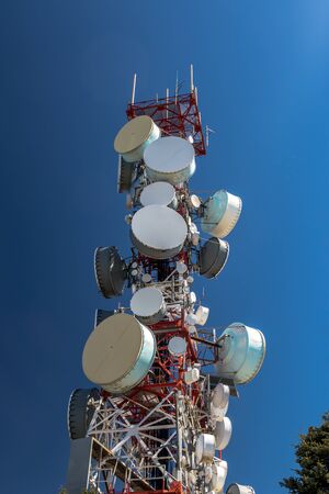 Big communications tower in a sunny day on Estepona, Malaga, Spain Big communications tower in a sunny day on Estepona, Malaga, Spain
