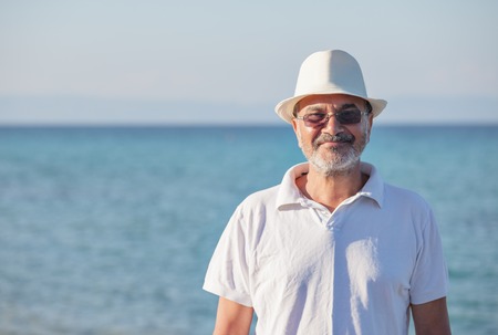 Elderly Man Sea Portraitの写真素材