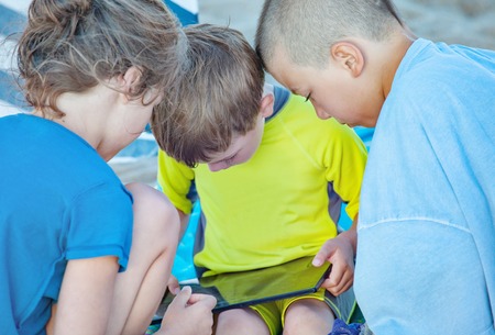 Three Kids Tabletの写真素材