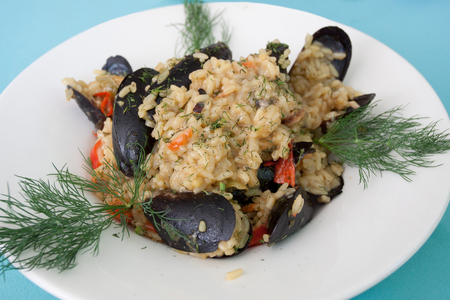 Meal Risotto Musselsの写真素材