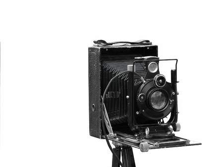 Old-time photo-camera on white backgroundのeditorial素材
