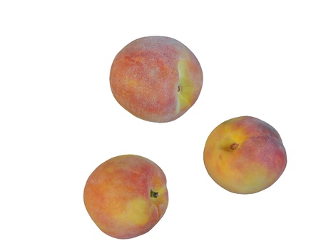Ripe peach fruit isolated on white backgroundの写真素材