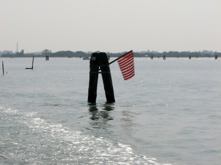 Flag traditional on the lagoon,Burano,Italyの写真素材