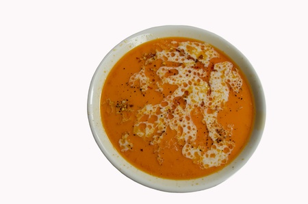 Tasteful soup - shkembe chorba isolated on white background, Bulgaria