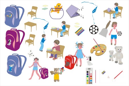 Set of 24 icons vector a prize pupil through school yearのイラスト素材