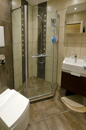 Look from modern luxury bathroom interior in apartmentのeditorial素材