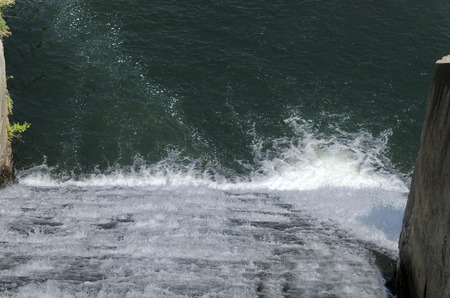 Beauty view of spillway in the reservoir Pancharevo, Bulgaria 
