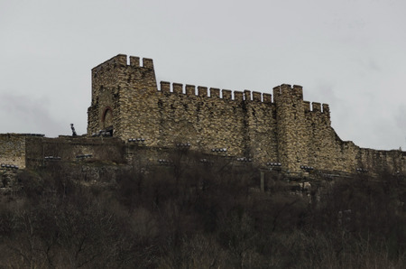 Part from stone fence on the fortress Tsarevets, in Veliko Tarnovo - ancient capital of Bulgariaのeditorial素材