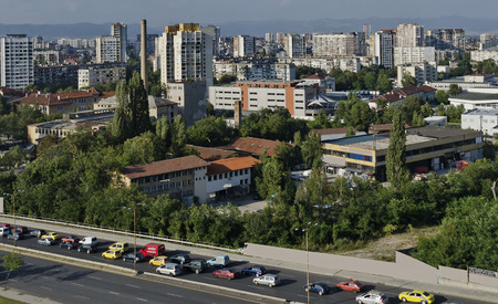 A residential district of contemporary bulgarian houses in city Sofia, Bulgariaのeditorial素材