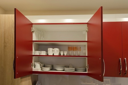 Kitchen cupboard in living room, Sofia, Bulgariaの写真素材