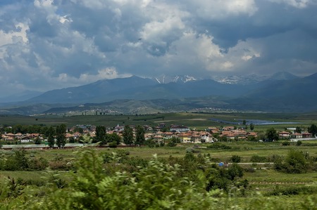View toward a Rila and Pirin mountain area Bulgariaの写真素材